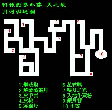 轩辕剑3外传天之痕月河洞隐藏宝物列表图