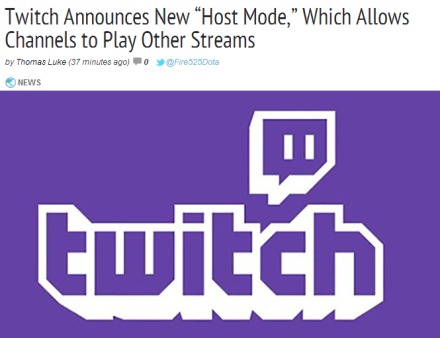 国外游戏直播网站Twitch允许玩家转播其他人直播